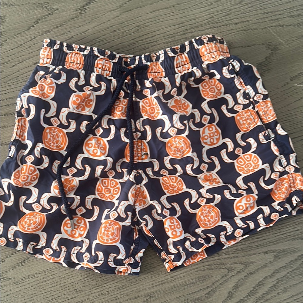 Vilebrequin Navy and Orange Turtle Swim Shorts